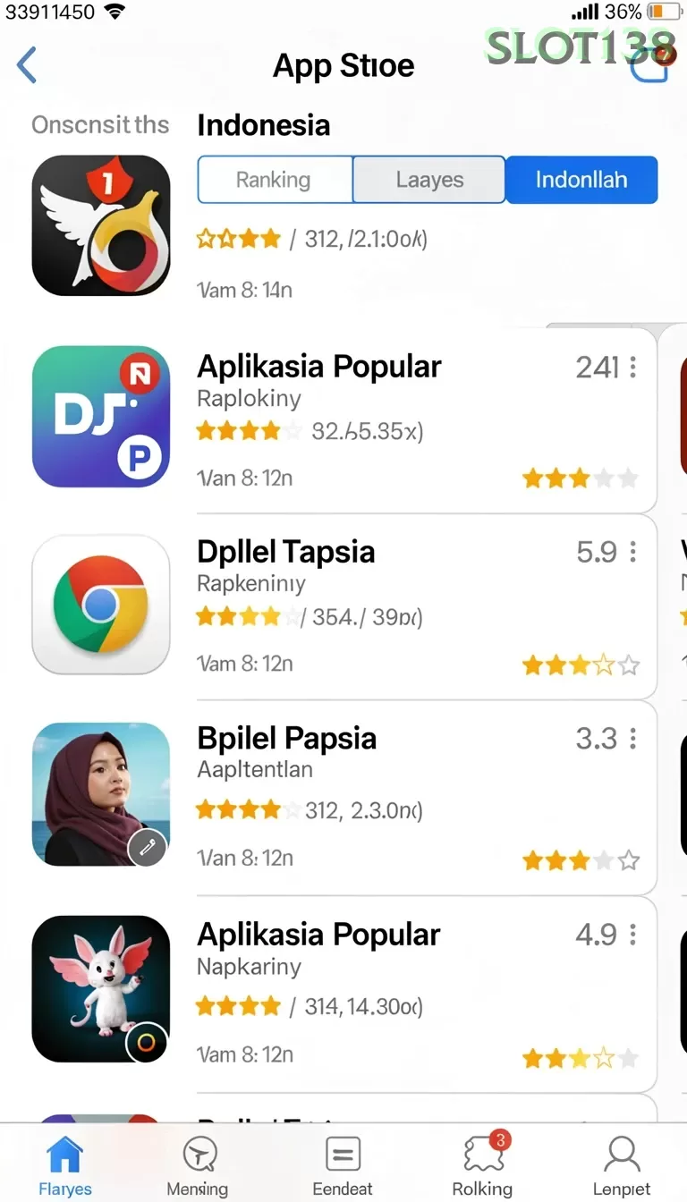 Cuplikan layar SLOTSRI — menu navigasi